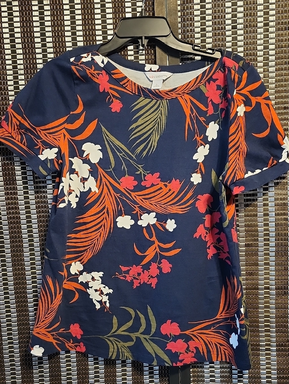 Liz Claiborne Top Navy Tropical Sz L